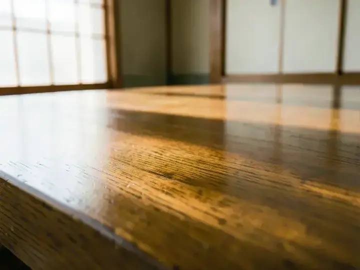 桐油で磨かれたナラ材表面