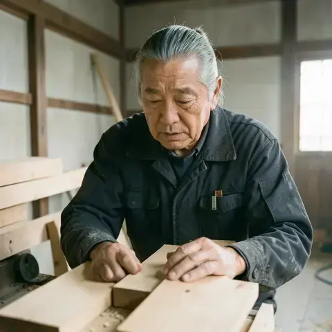 中村浩の工房でのポートレート