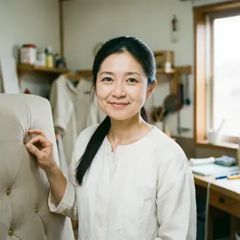 高橋真理の工房でのポートレート