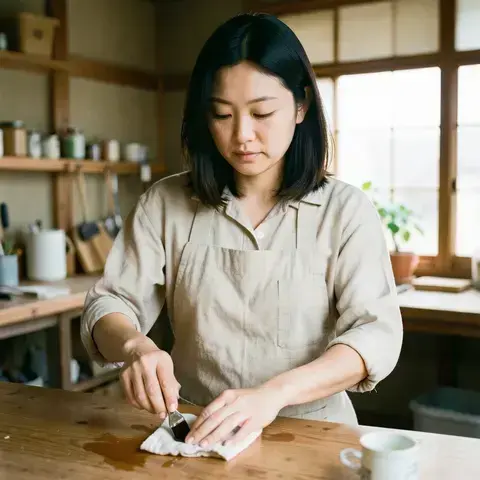 渡辺美咲の工房でのポートレート