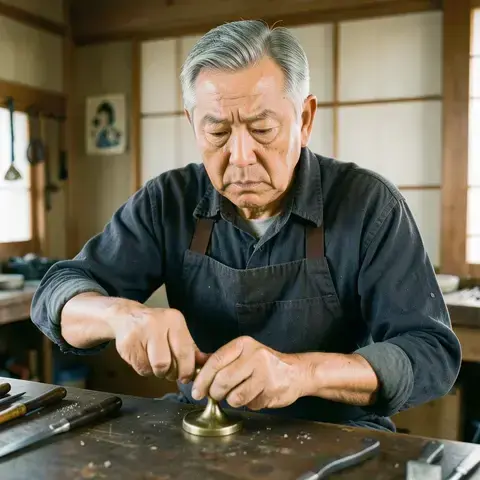 伊藤修の工房でのポートレート